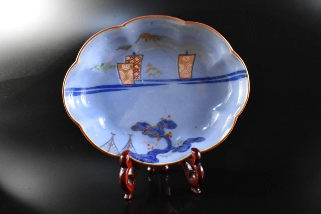 M1286: Japanese Old Imari-ware Colored porcelain Gold paint Fujiyama PLATE/dish