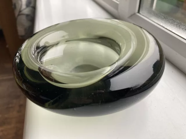 Retro Danish Holmegaard Smoked Freeform Glass Bowl designed by Per Lütken 1960s
