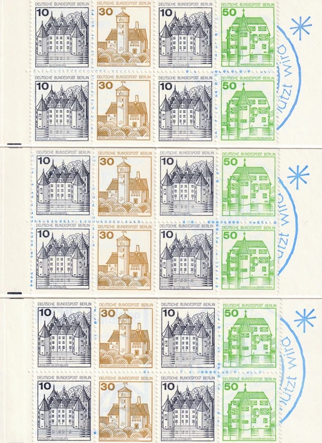 Berlin Markenheftchen 3 versch. MH 11 a-c, **  - Burgen und Schlösser, 1980