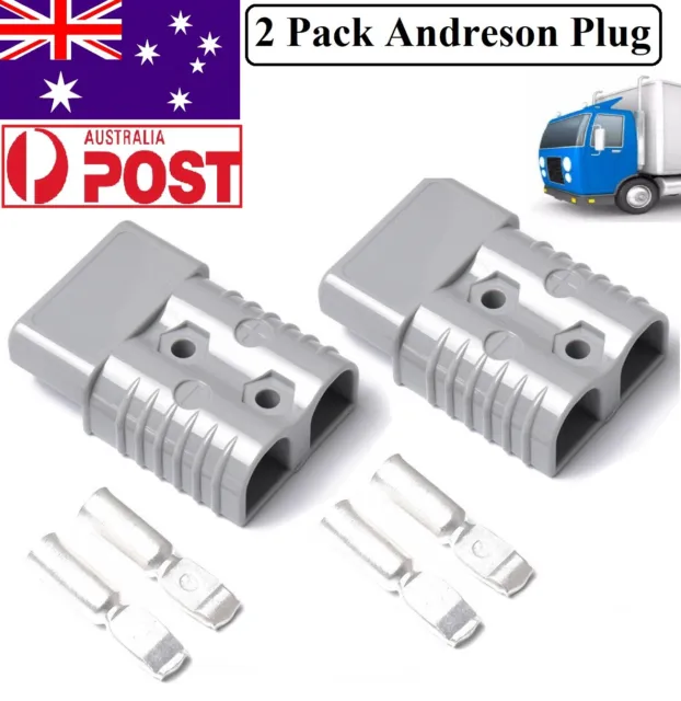 2PCs Anderson Style Plug Connectors DC Power Tool 50AMP Gray 12-24V 6AWG New