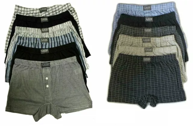 3-12 Pack Men's Check Cotton Boxer, Shorts, Underwear (Small to 5XL) Lot