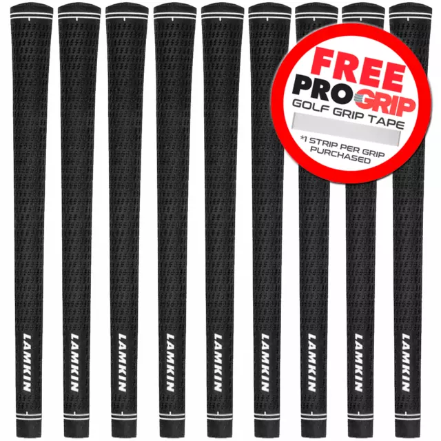 LAMKIN CROSSLINE BLACK OUT STANDARD SIZE GOLF GRIPS x 9 +FREE GRIP TAPE