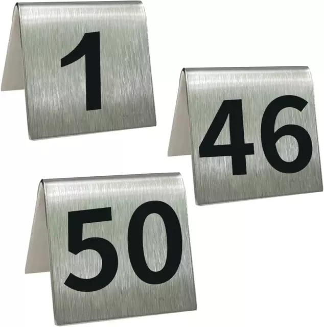 Table Numbers 1-50 Stainless Steel Metal Tent Style Table Number 2"X2"