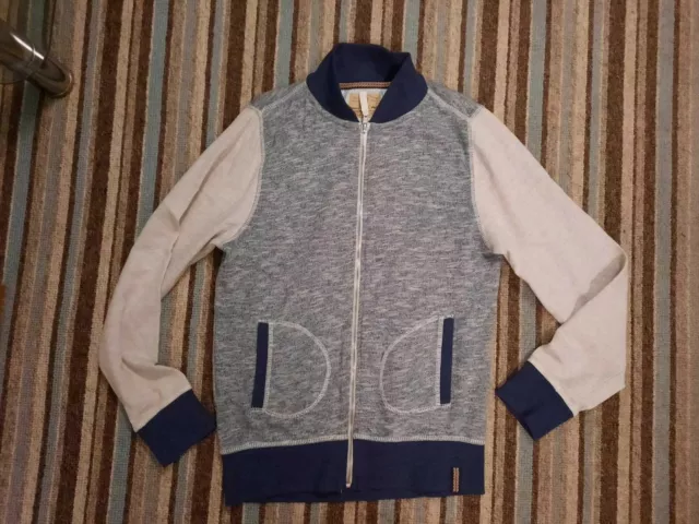 boys hoody style zip up jacket top blue & beige next age 12 years worn once