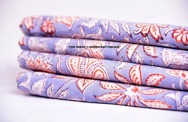 Indien Homme Femmes Vêtement Par 2.3m Imprimé Floral Coton Couture Tissu Bleu
