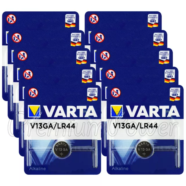 10 X VARTA V13GA LR44 1.5V A76 L1154 AG13 SR44 Alkaline Batteries Cell