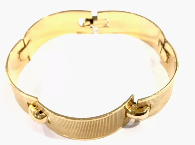 Vintage AM Double Signed Textured Gold Filled Bracelet 5 Sections 23.6g