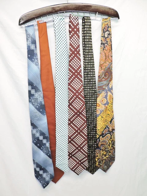 Lot 6 Vintage Neck Ties Liberty House Hawaii PaisleyBurnt Orange Blue Polka Dot
