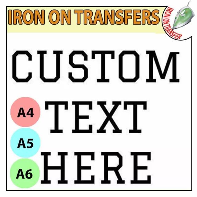 CUSTOM IRON ON T-Shirt Transfers A6 A5 A4 Your Image Logo Photos