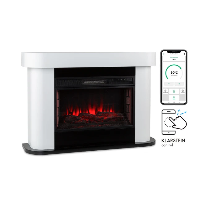 Elektrokamin Heizung Elektrischer Ofen Lüfter 2000W Flammen LED Timer WiFi weiß