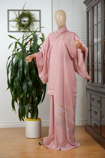 Dear Vanilla Japanese Silk Homongi Kimono Women's Authentic Japan Vintage Mint