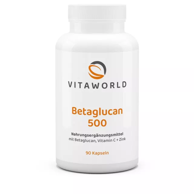 Vita World Beta Glucan 500mg (26,01/100g) 90 Kapseln Betaglucan Vitamin C Zink