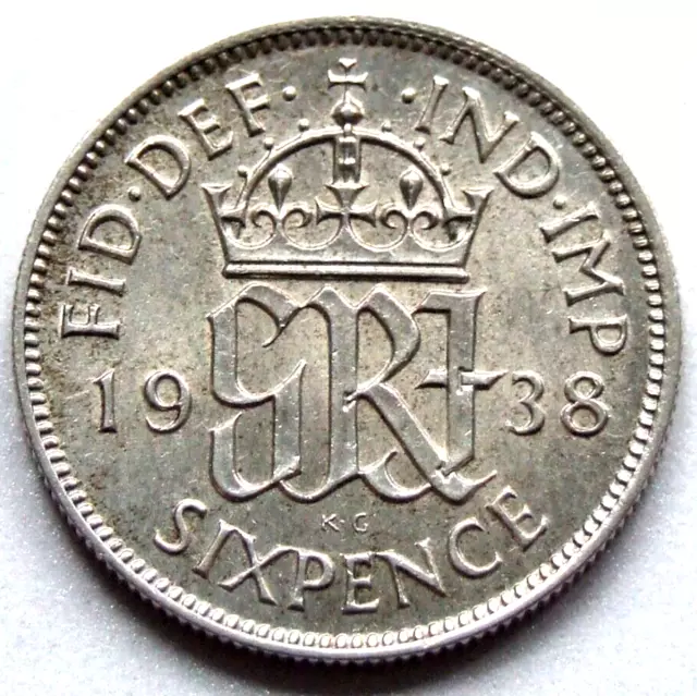 1938 "Lucky" Silver Sixpence; Scarce Date - Lovely Coin - FREE POSTAGE (34AN)