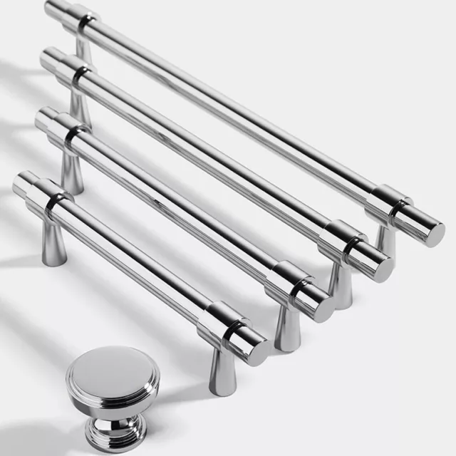 Chrome silver Drawer Pull Cabinet Knob Modern Kitchen Cupboard Handle Unique