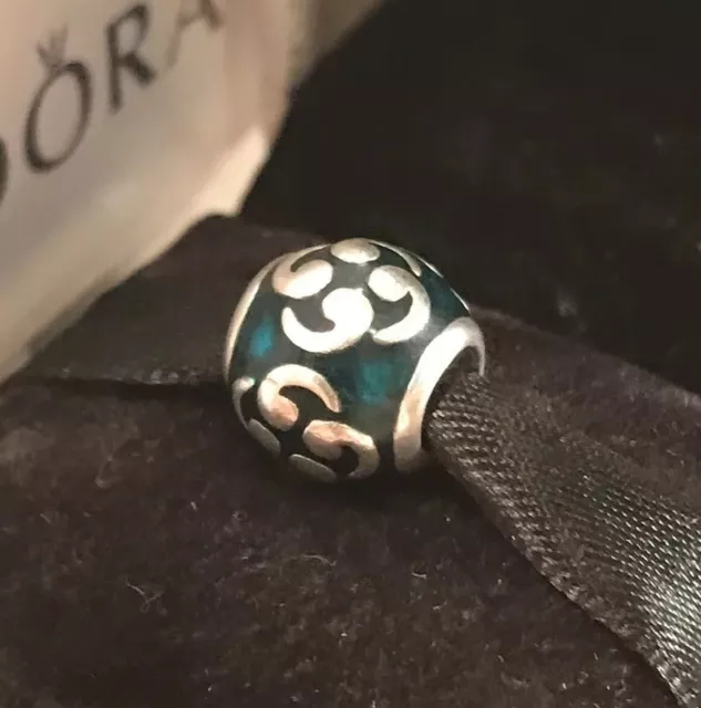 Authentic Pandora Turquoise Zen Enamel Charm Sterling Silver Retired Pandora