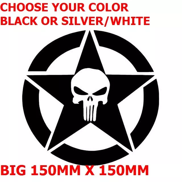 Vinyl Sticker Army Skull Punisher Helmet Bike Scooter Ute 4Wd Harley Davidson