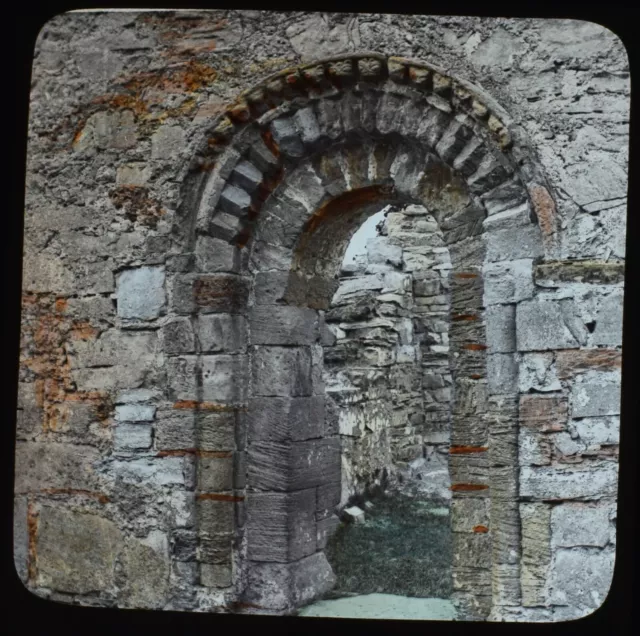KILLARNEY MUCKROSS ABBEY DOOR IRELAND C1890 OLD PHOTOGRAPH Magic Lantern Slide
