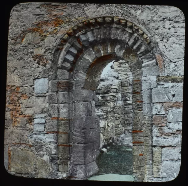 KILLARNEY MUCKROSS ABBEY TÜR IRLAND C1890 ALTES FOTO magische Laterne Folie