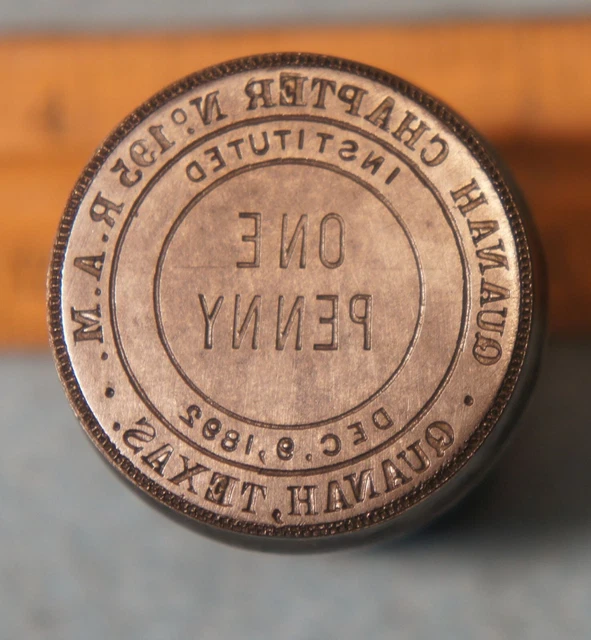 ANTIQUE QUANAH TX Quanah Chapter 195 RAM MASONIC PENNY