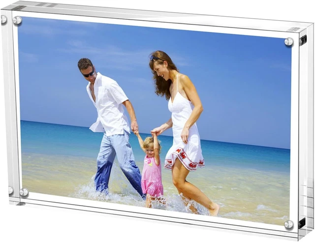 Acrylic Photo Frames 6x8'',Magnetic Acrylic Block Picture Frame,Desktop Frameles