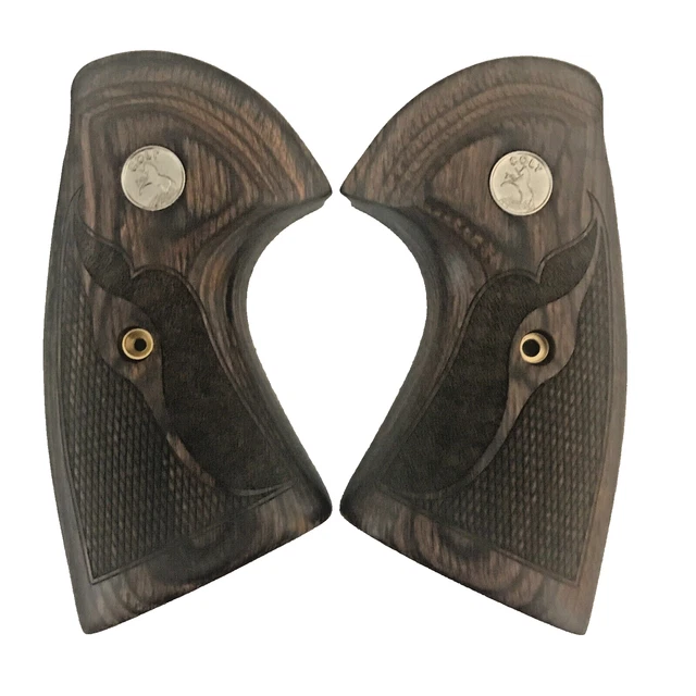 COLT PYTHON TARGET Grips Super Walnut Checkered Stipple Swish & Silver ...