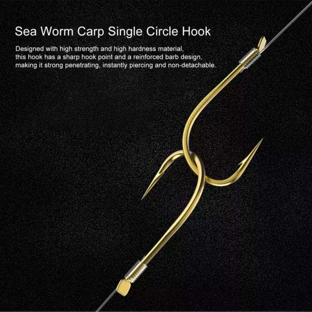 30pcs Fishing Hook Sharp Tip Angling Lure Bait Barbed Hooks Golden