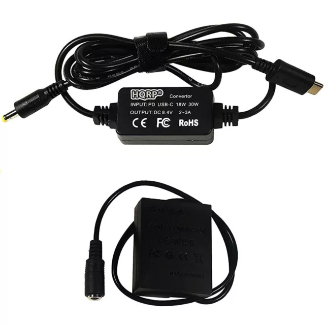 HQRP Usb-C Dc Converter pour Fuji Digital Camera Alimentation AC-9V CP-W126...