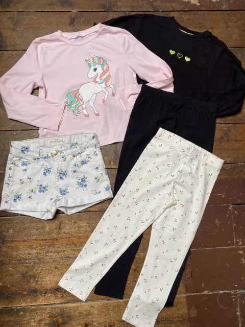 Girls bundle age 9-10 years jumper leggings shorts H&M TU unicorns