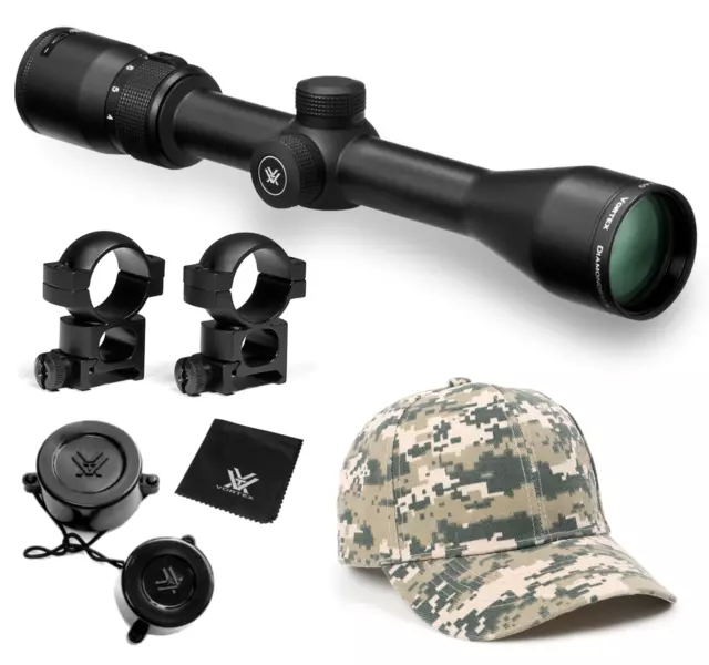 Vortex Optics Diamondback 4-12X40 Riflescope Dead-Hold BDC w Rings High and Hat