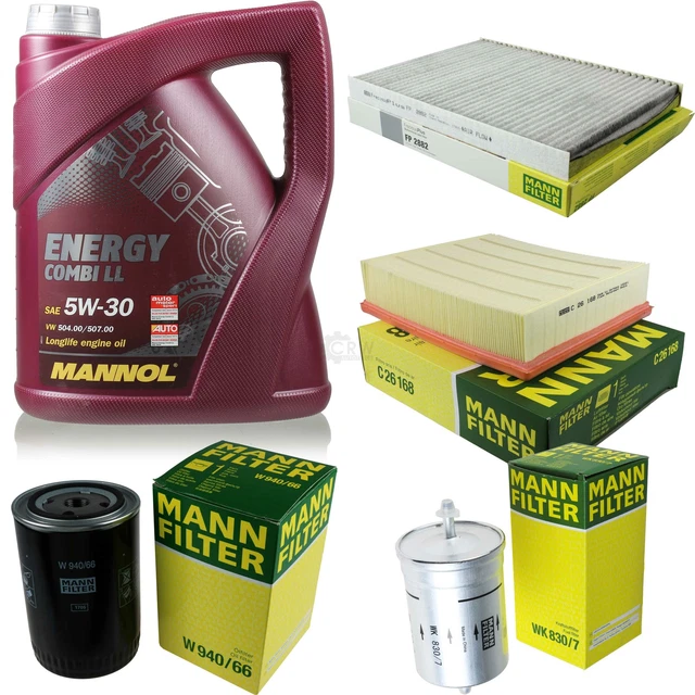 Kit De Filtro De Aceite Y 5 Litros De Aceite 5W-30 MANNOL Para VW 1.6 Y 2.0 TDI, Con Empaques