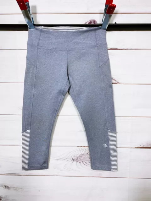 MPG Womens Capri Leggings Size S Gray Stretch Zipped Pocket Pull On