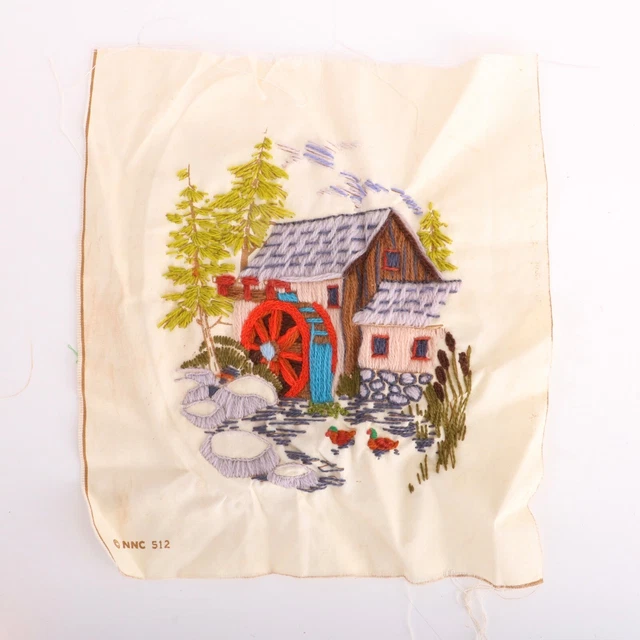 Bordado De Colección Escena Rueda Acuática Terminada