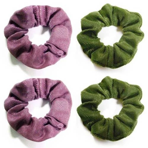Lot De 4 Chouchous élastiques Brillants Vert Et Violet - Neufs, Accessoires Cheveux