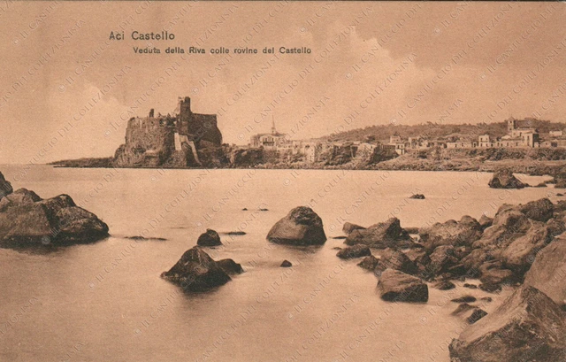 ACI CASTELLO Veduta della Riva con le rovine del Castello Catania Cartolina