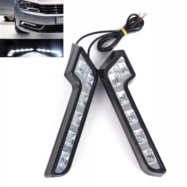 2 x Bright 6LED Super White Car Driving Lamp Fog 12V DRL Daytime Running Lig-ID 2