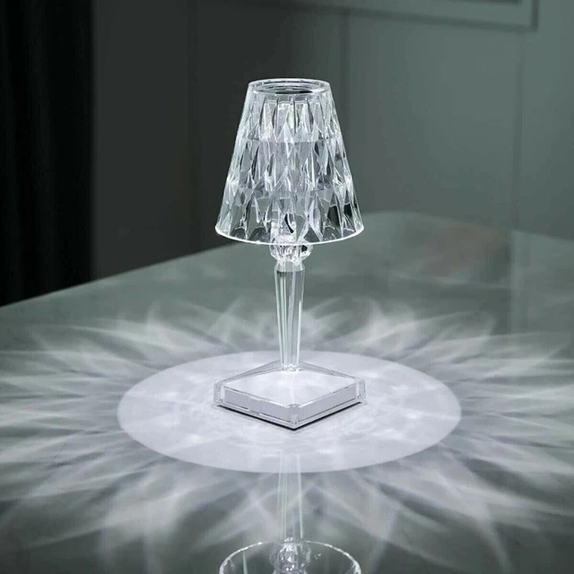 lampada da tavolo LED ricaricabile tipo cristallo poldina batteria touch diamon