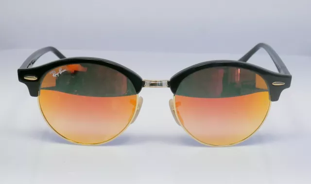 Ray Ban RB4246 Clubround Black Frame Orange Mirror Lens Sunglasses ~ Free Ship