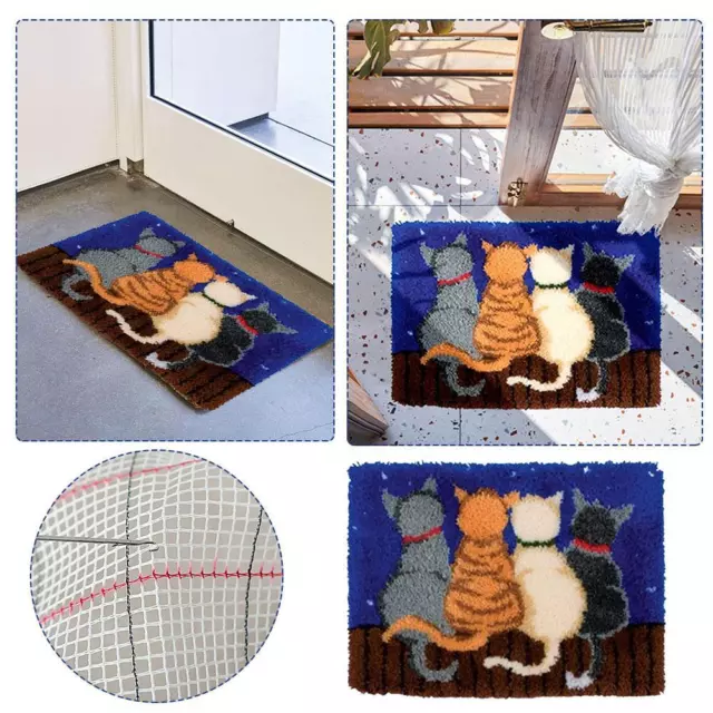 Cat Carpet Floor Mat Front Door Area Rugs Rectangle Cat Plush Floor Mat Pad;;