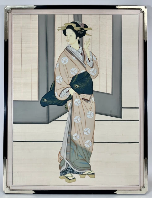 Japanese Bijin-Ga Paining, Ink on Silk, Unsigned, 20th Century Japanese Bijin-Ga Paining, Ink on Silk, Unsigned, 20th Century