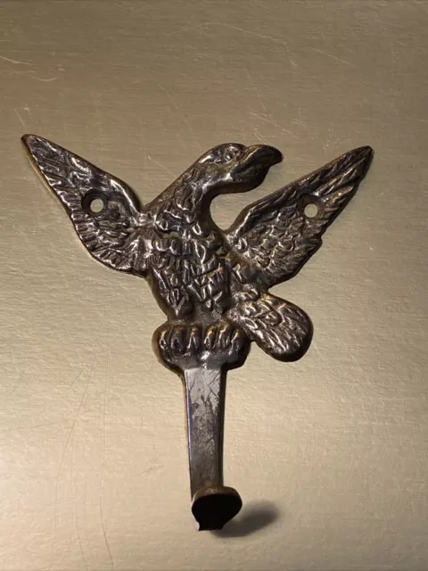 Vintage Brass Eagle Heraldic Hook Hanger Wall Hook Coat Americana 3.5”
