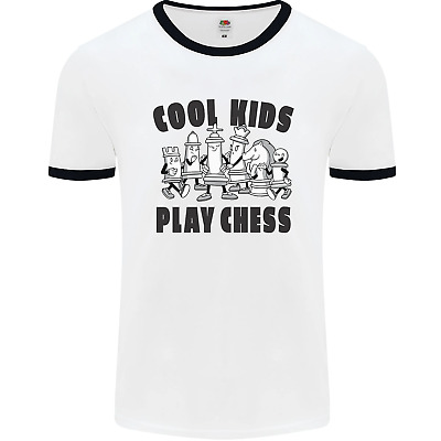 Cool Kids Play Chess Funny Game Player Mens White Ringer T-Shirt