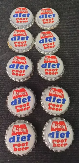10 Vintage Unused Mason's Diet Root Beer Cork Soda Bottle Cap - Vincennes, Ind.