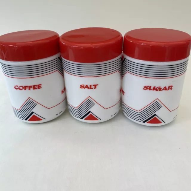 Retro Kitchen Storage Jars 70's Milk Glass Tea Coffee Salt Cerve Italy