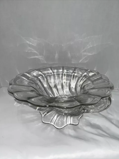 Vintage Heisey Glass Cornucopia Warwick Center Bowl Beautiful 1940s, Marked.