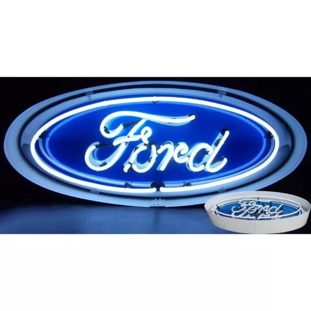 Ford Oval Neon Sign In Metal Can Hot Rod Racing Car Gameroon Light Mancave