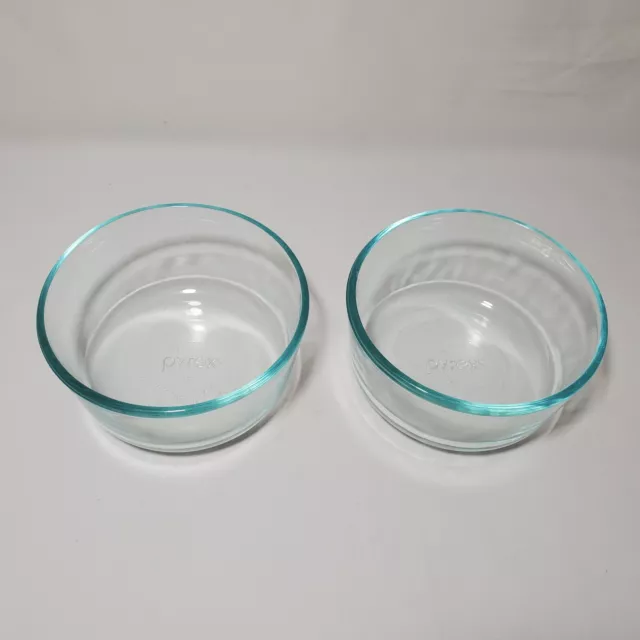 PYREX USA Round 2 Bowl Set Clear Tinted Glass Style 7200