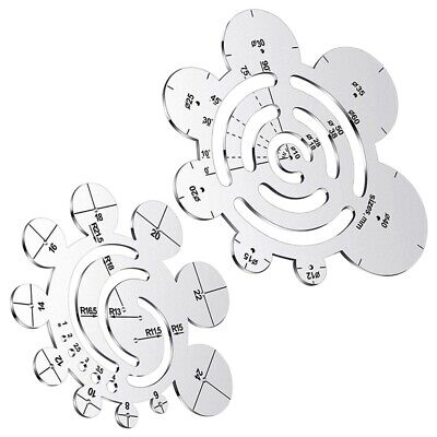 3X (juego de 2 herramientas de corte redonda de cuero metal círculo gobernante regla de corte de la esquina