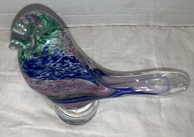 Beautiful Art Glass Hand Blown Multi-Color Bird Figurine Murano Style