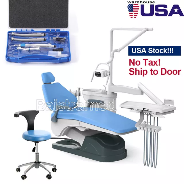 Dental Unit Chair Hard Leather Computer Controlled DC Motor+Stool/Handpiece Kits
