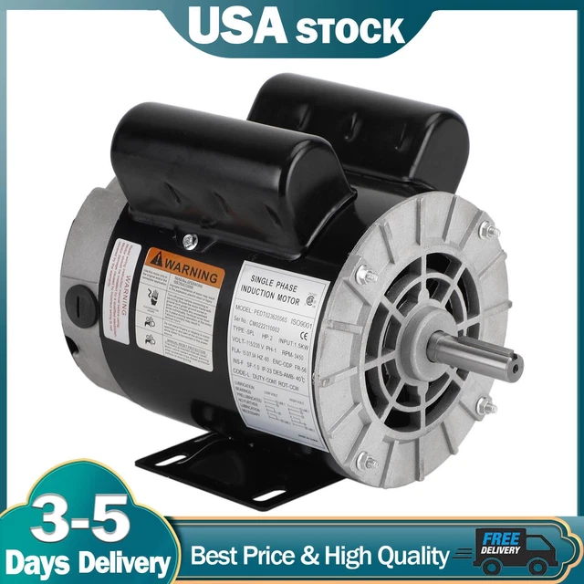 2HP SPL Compressor Heavy Duty Electric Motor 3450RPM 120/240V 56Frame 5/8" T5